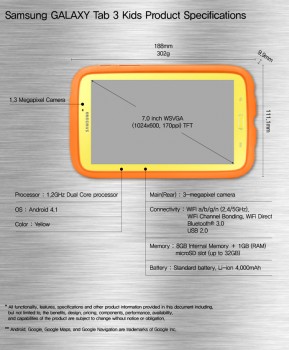 Samsung Galaxy Tab 3 Kids specifications