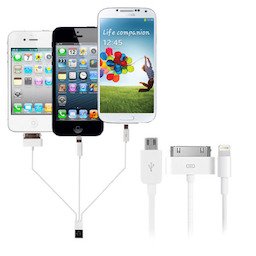 Cable de charge et synchronisation 4 en 1 Apple, Galaxy Tab, Micro USB