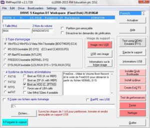 Installer Windows 10 sur une cle usb RMPrepUSB