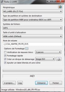cle usb windows 10 rufus