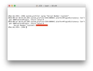 numero de serie mac terminal