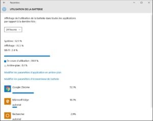 accelerer windows 10 utilisation batterie