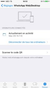 WhatsApp Mac connecte a iphone