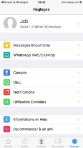WhatsApp Mac reglages iphone