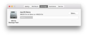 espace de stockage macOS Sierra gerer