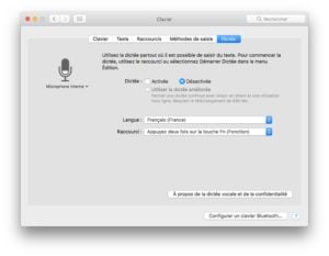 Activer la dictee vocale Mac OS Sierra mode basique