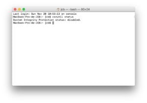 Desactiver le SIP macOS Sierra csrutil statut