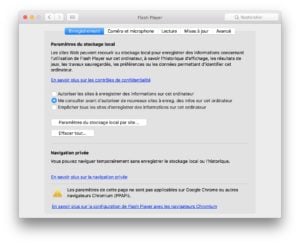 Installer Flash Player Mac OS Sierra camera et microphone