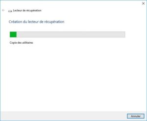 Windows 10 ne démarre plus creer un lecteur de recuperation copie utilitaires