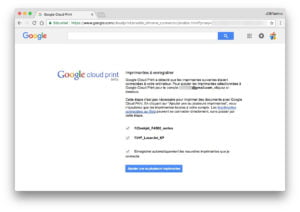 Google Cloud Print ajouter imprimante a enregistrer