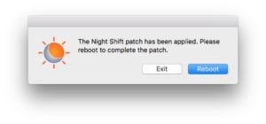 Activer Night Shift sur les Mac non compatibles rebooter