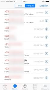 Bloquer un numero sur iPhone appels recents