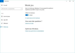 activer le mode de jeu windows 10
