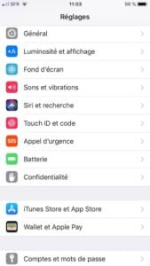 iPhone appel durgence reglages