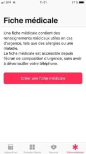 iPhone appel durgence sous iOS 11 fiche medicale