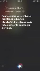 eteindre son iphone avec sirir