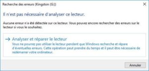 reparer une cle USB analyser le lecteur