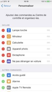 ne pas deranger en voiture iphone ajouter au centre de controle