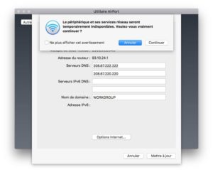 Changer serveurs DNS Apple AirPort