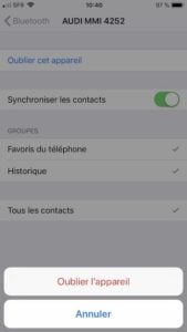 suppression jumelage peripherique bluetooth iphone ipad ipod