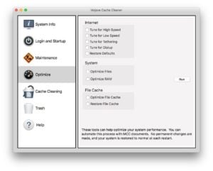optimiser fichier cache mac