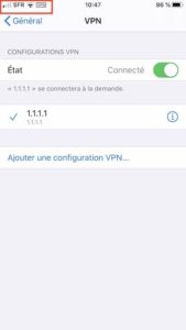 1.1.1.1 VPN configuration sur iPhone