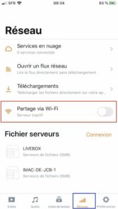 activer partage wifi vlc mobile pour partage de fichiers sur macos catalina