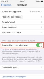 recevoir appels inconnus ou masques en silencieux sur iphone