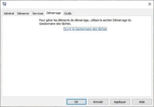 Msconfig Gestionnaire de taches Windows 10