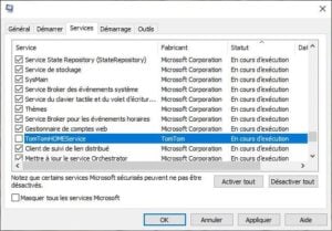 desactiver services avec Msconfig windows 10