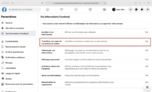 transfert copie photos videos facebook vers un autre service dans le cloud