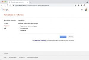 activer le theme sombre google