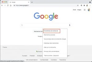 google mode sombre parametre de recherche