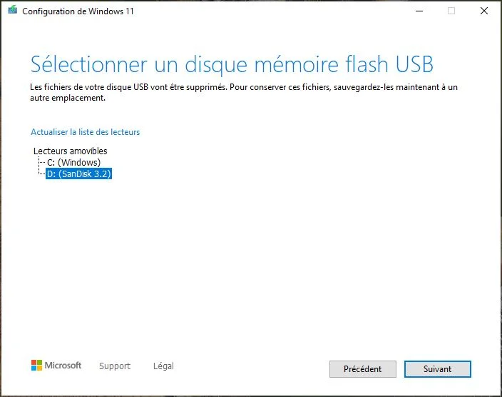 cle usb 8 go winodows 11