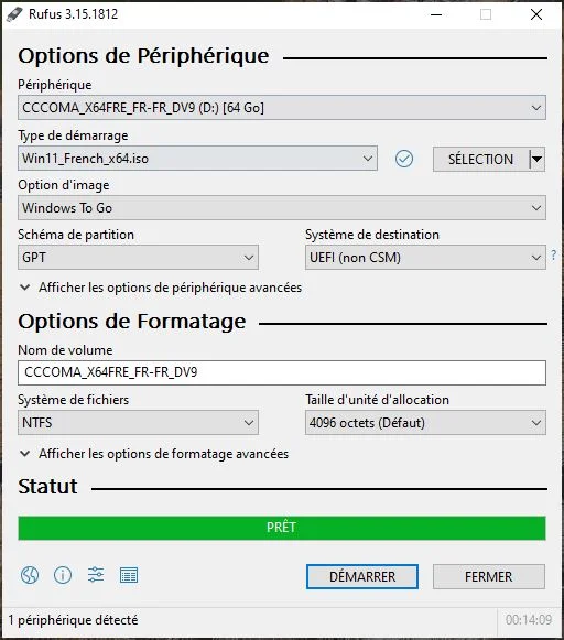 creation cle usb bootable installation windows 11 Rufus