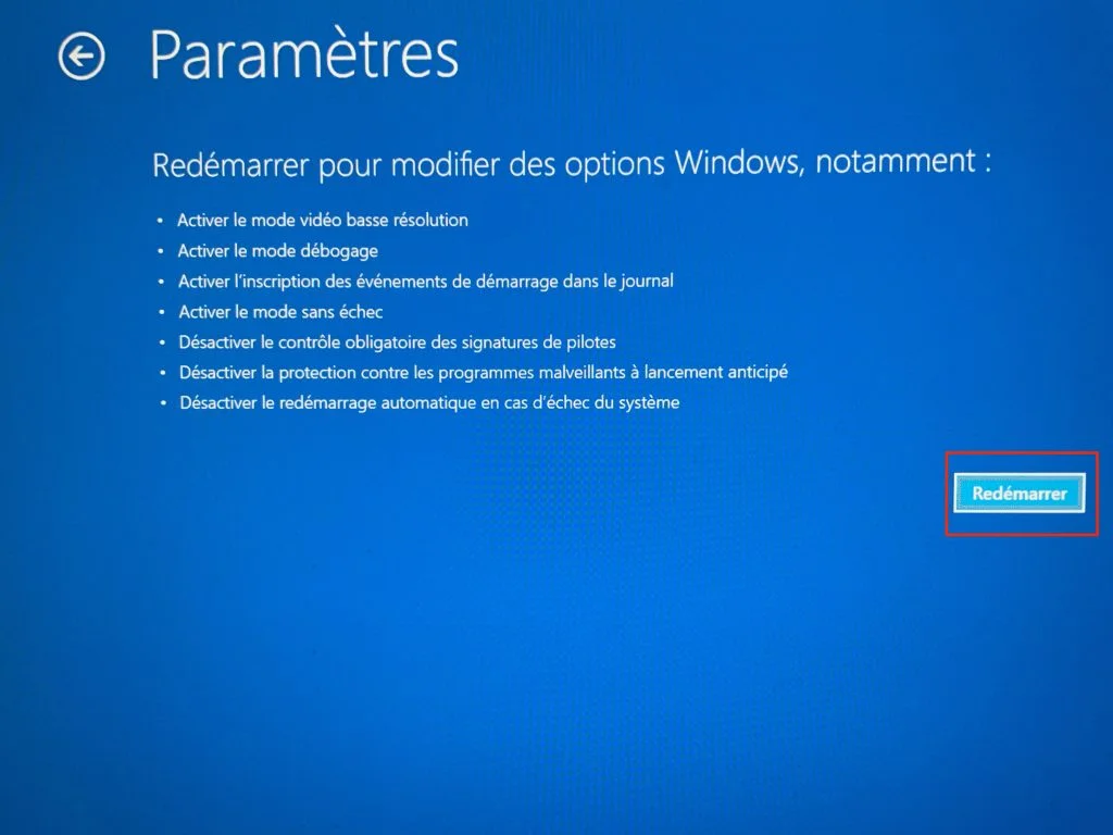 redemarrer windows 11 en mode sans echec