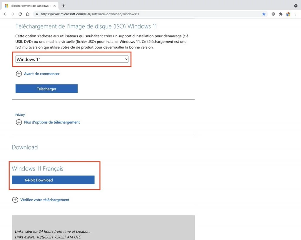telecharger windows 11 fichier ISO
