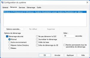 windows 11 demarrage minimal