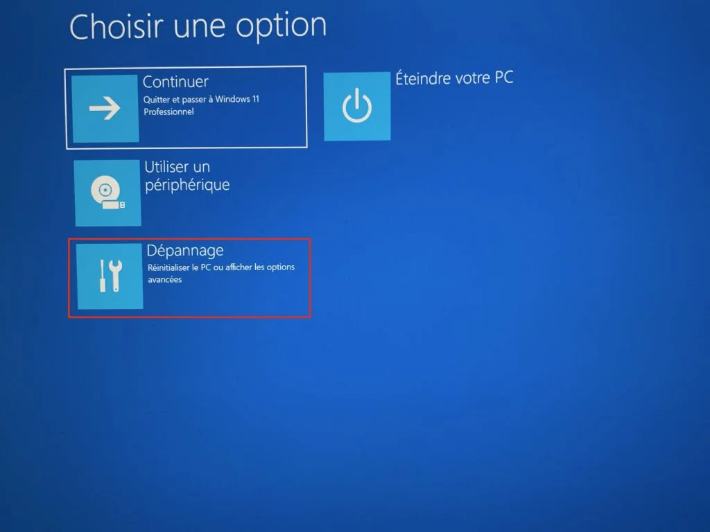 windows 11 depannage mode sans echec