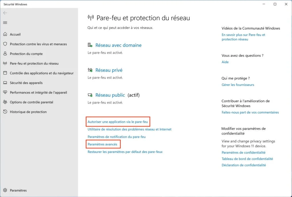 autoriser ou interdire application pare-feu windows 11