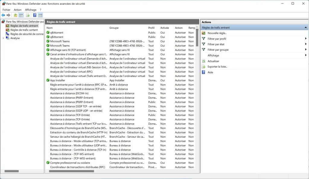 windows 11 firewall reglages avances