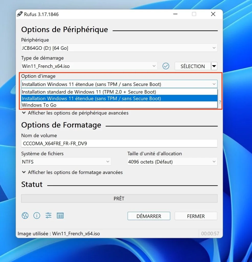 Créer une clé USB bootable de Windows 11 sans TPM / Secure Boot 6 installation windows 11 rufus sans TPM sans Secure Boot