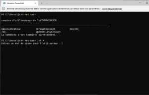 commande terminal windows changer mot de passe