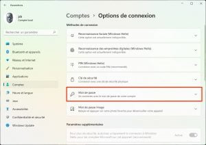 modifier mot de passe windows 11