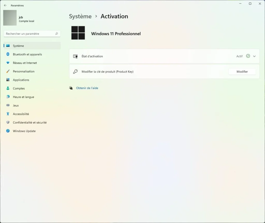 saisir licence windows 11