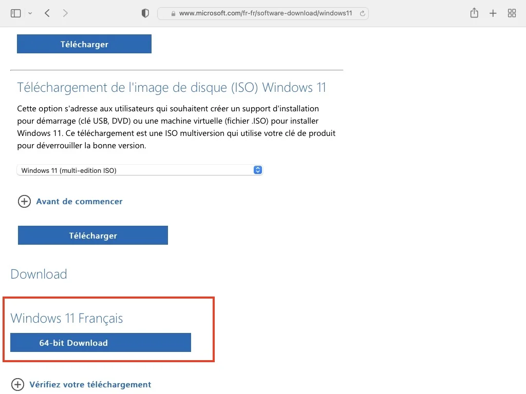 Installer Windows 11 sur une cle USB telecharger ISO