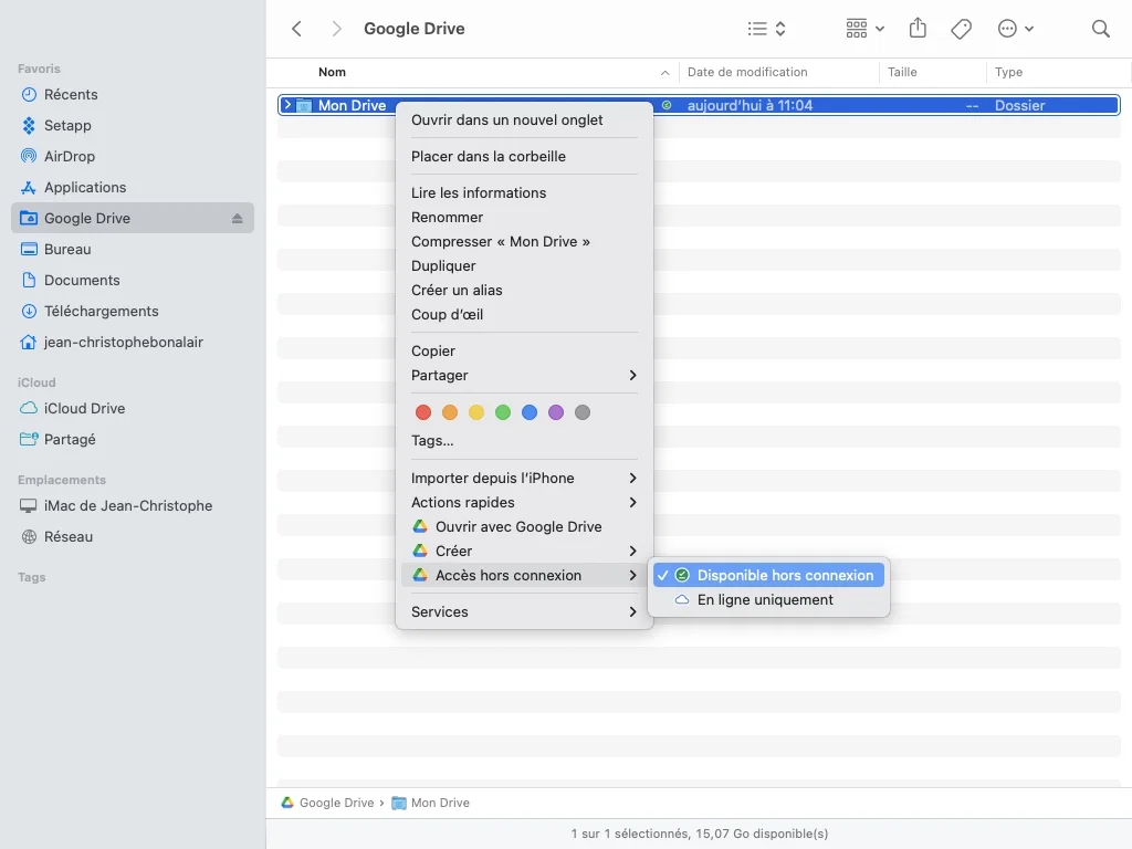 Ajouter Google Drive au Finder du Mac 9 acces hors connexion google drive