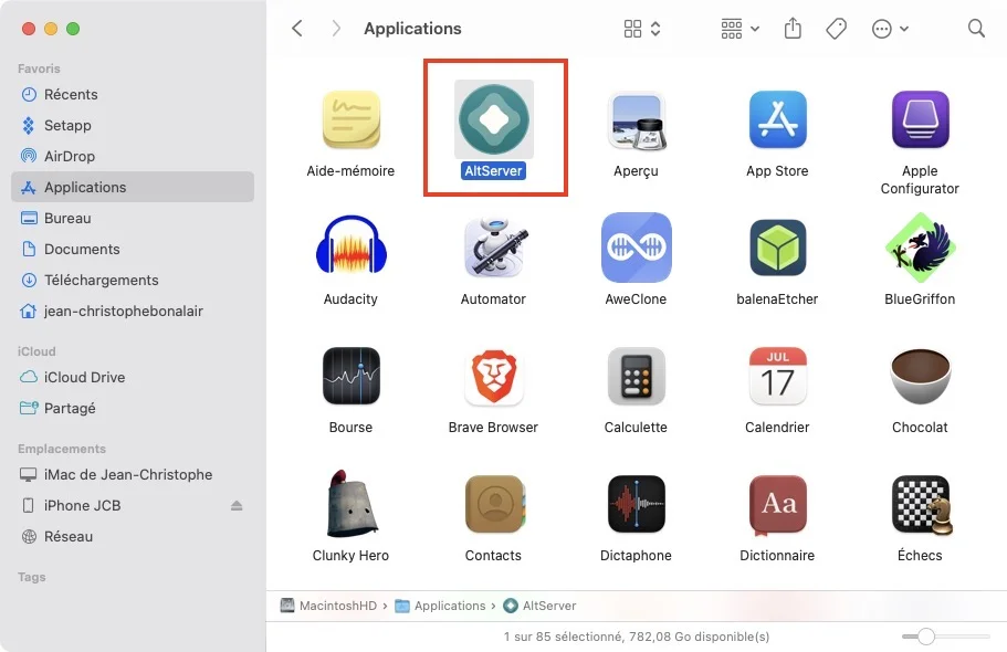 Installer AtlStore AltServer sur Mac