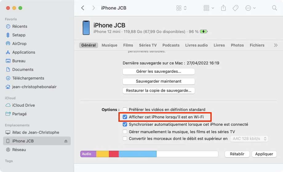 altstore afficher cet iphone lorsquil est en wi-fi
