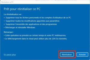 reinitiliser completement windows 11
